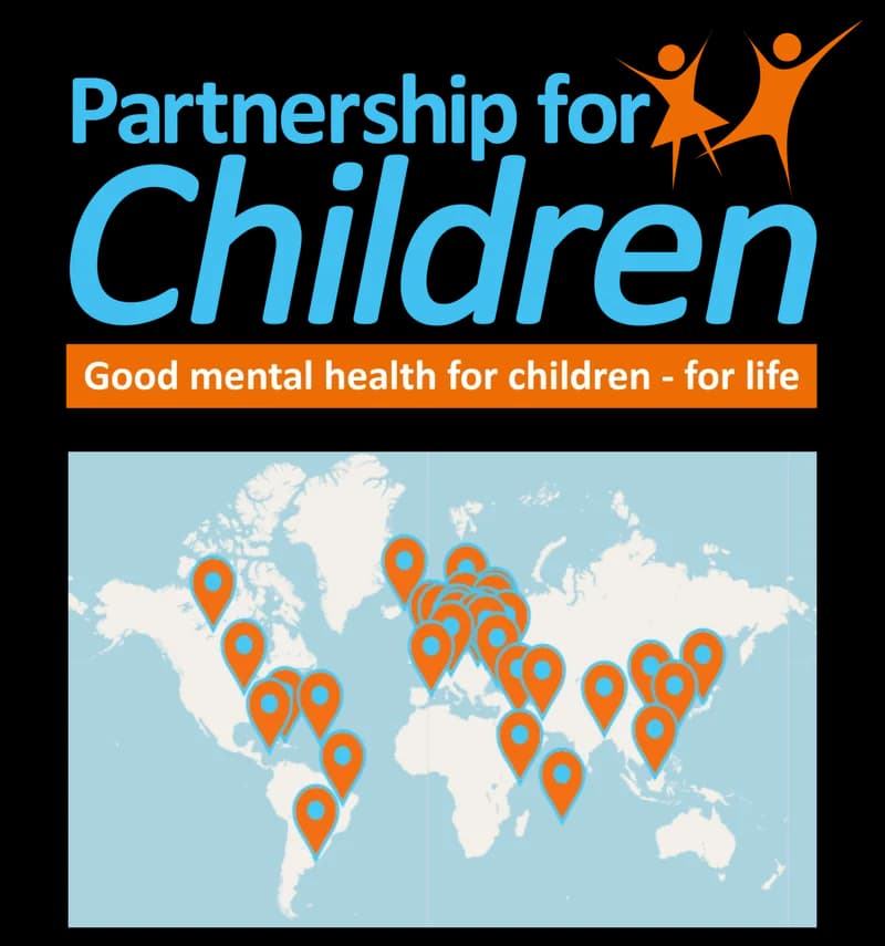Logo Partnership for Children i mapa zasięgu programów
